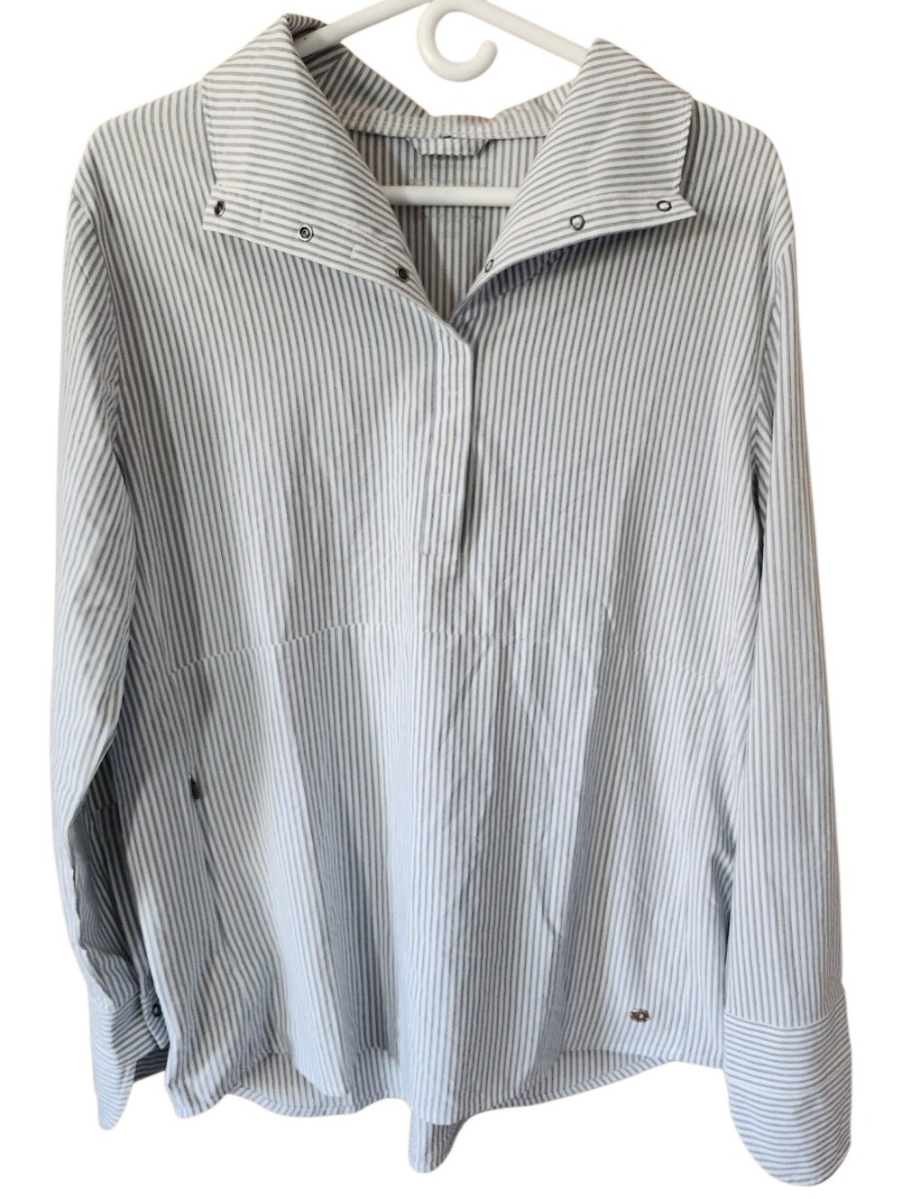 Coolibar Catona Gray/White Stripe UPF 50+ Funnel Neck Tunic Top Women's Size M